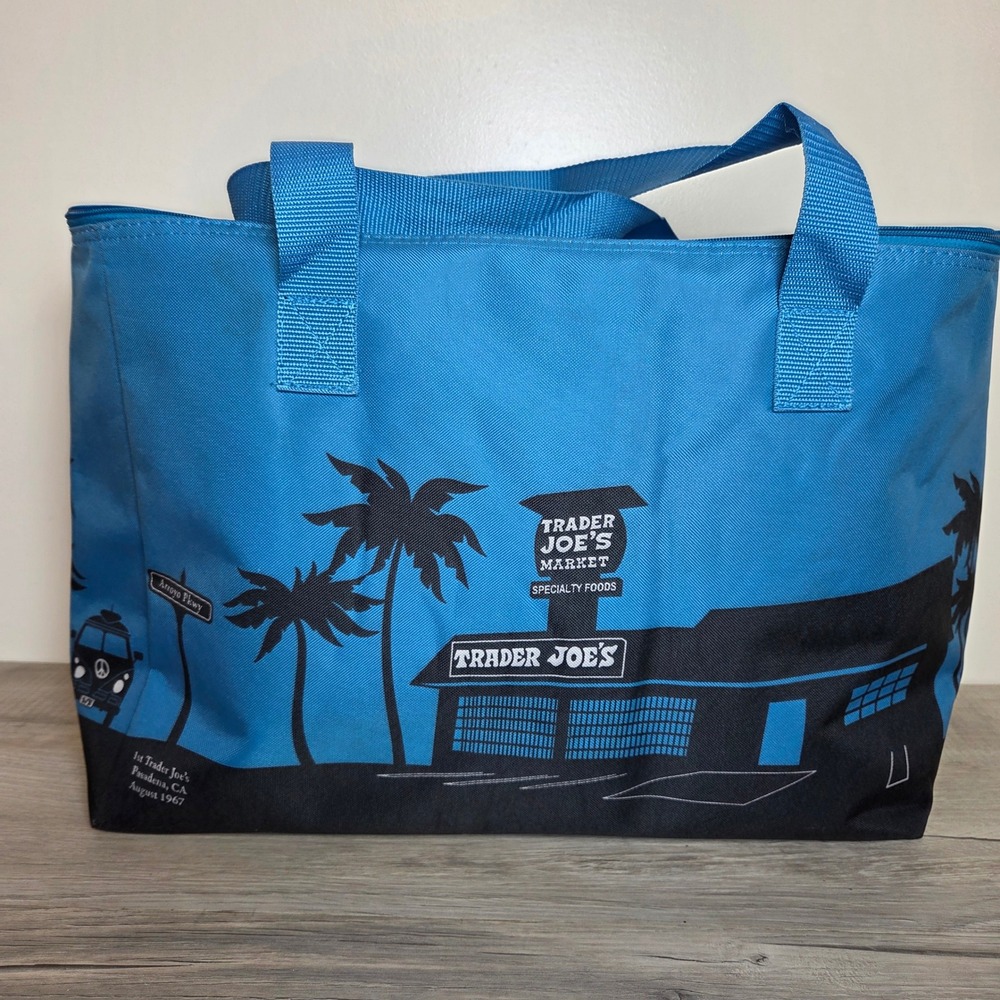 Trader Joe's Insulated Cooler Bag Blue Pasadena 1st Store 1967 Anniversary Tote